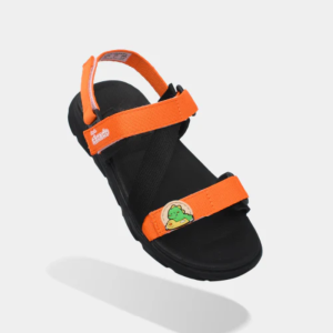 Sandal bé trai Little 6 khủng long đen cam
